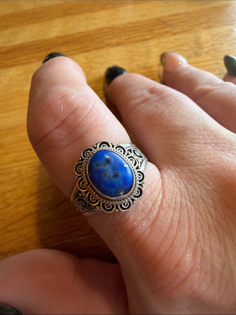 Sterling-Style Blue Lapis Oval Ring size 9 NWOT LAPIS LAZULI/